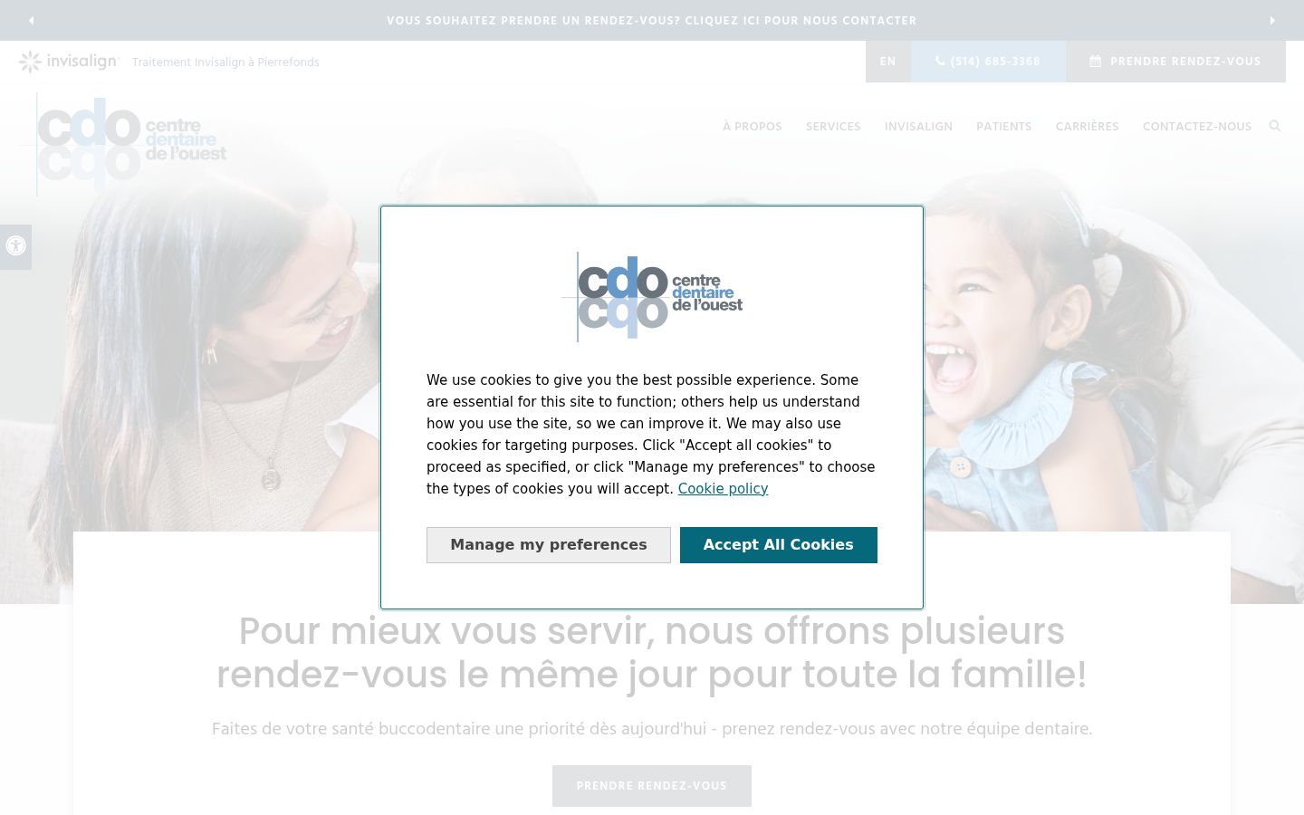 Screenshot of the consent banner shown before any interaction