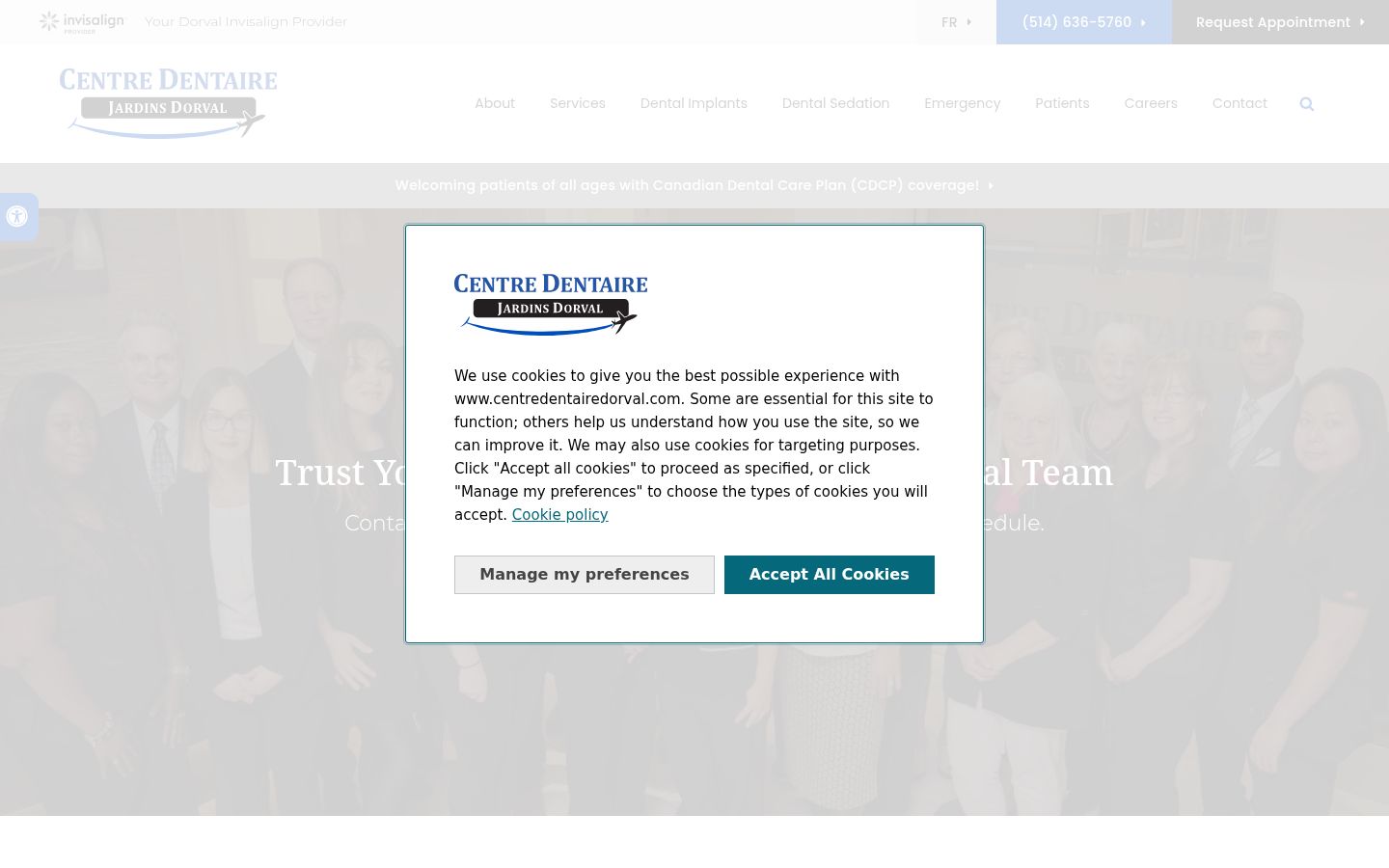 Screenshot of the consent banner shown before any interaction