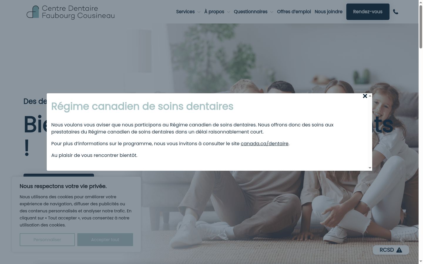 Screenshot of the consent banner shown before any interaction