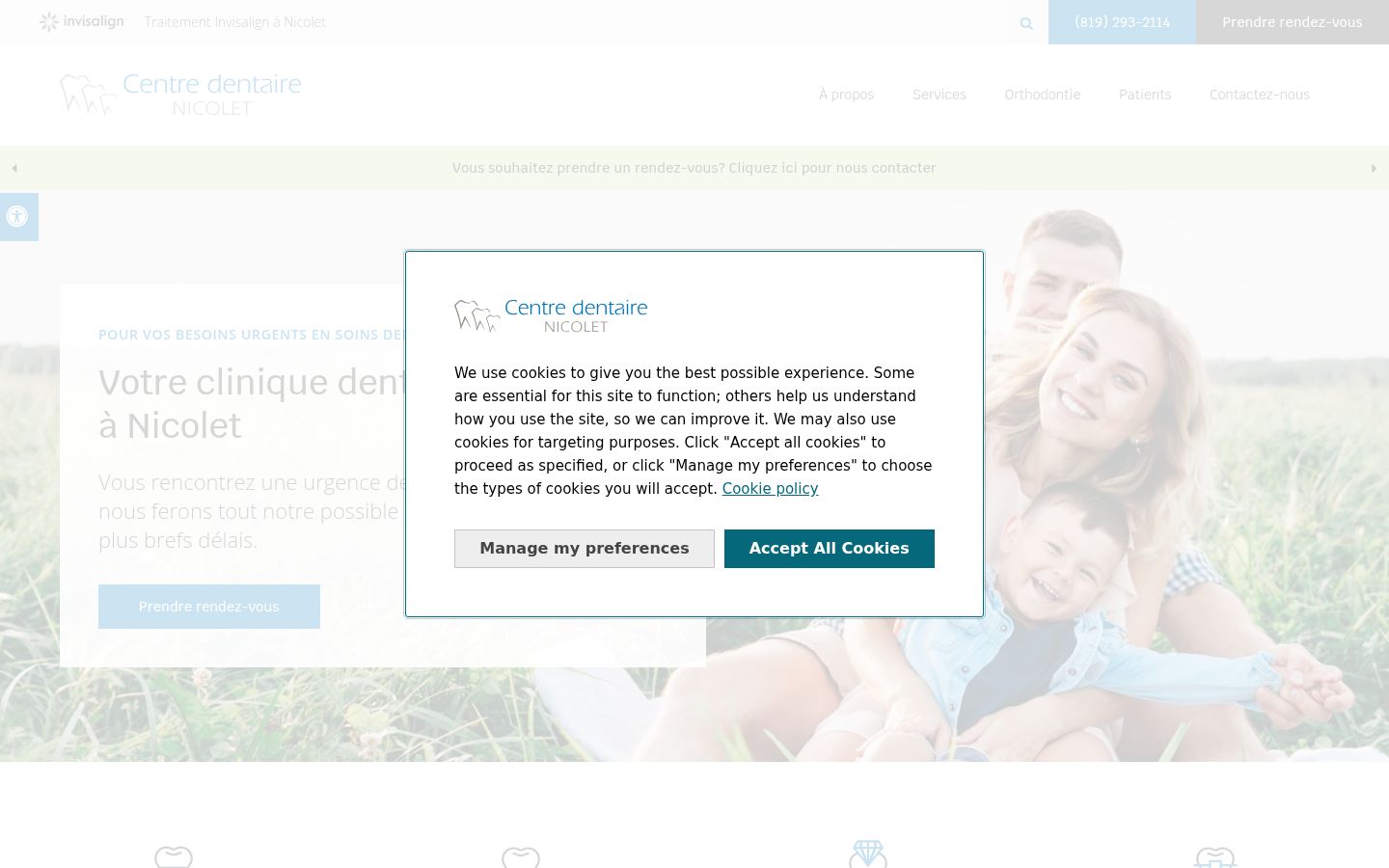 Screenshot of the consent banner shown before any interaction