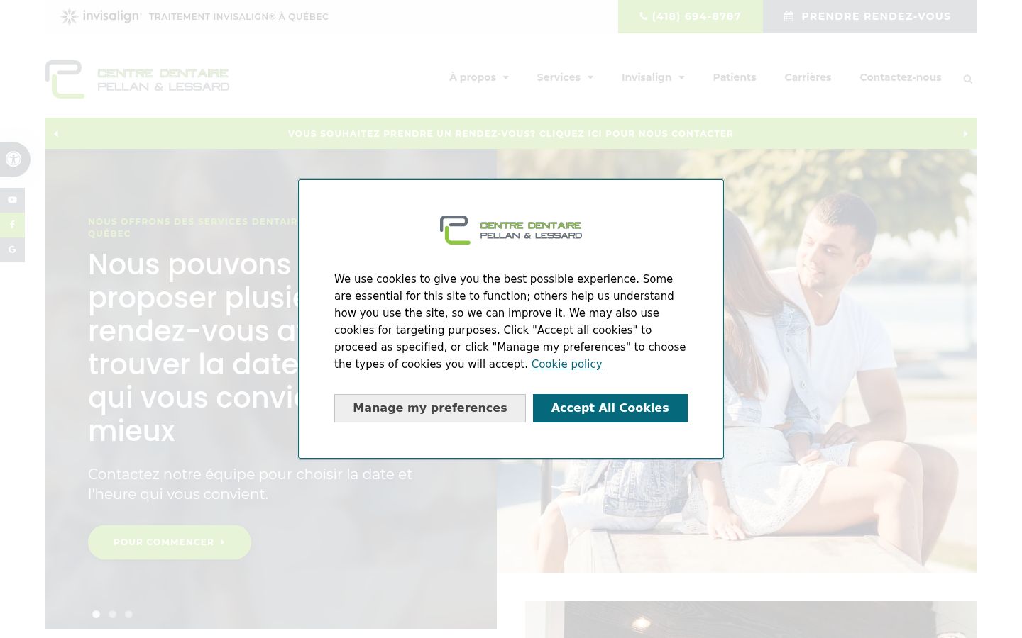 Screenshot of the consent banner shown before any interaction