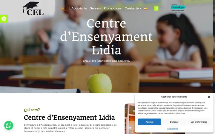 Captura de pantalla de centreensenyamentlidia.es