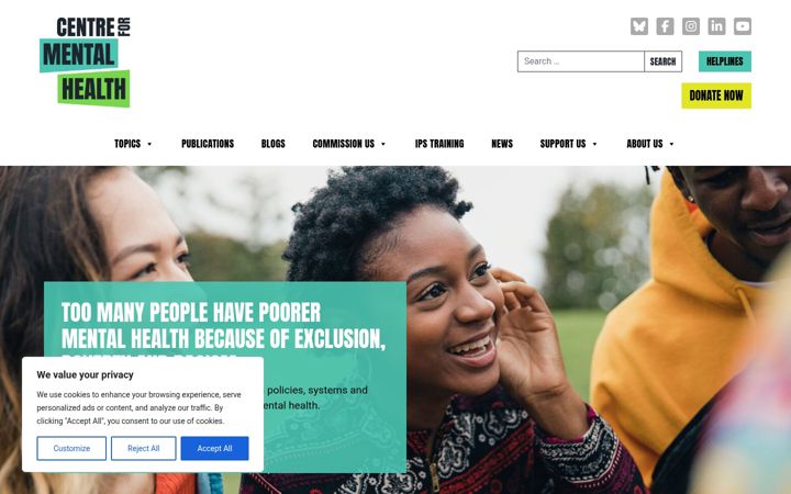 Screenshot of centreformentalhealth.org.uk