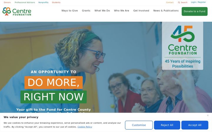 Ekrano kopija centrefoundation.org