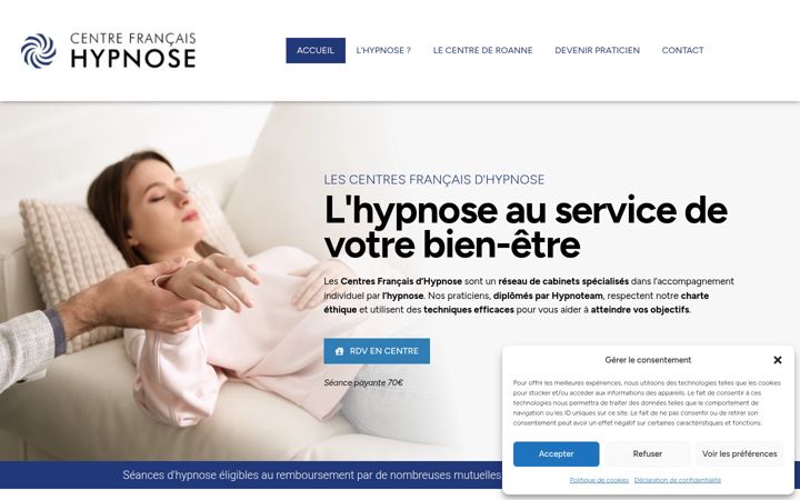 Screenshot of centrefrancaishypnose.com