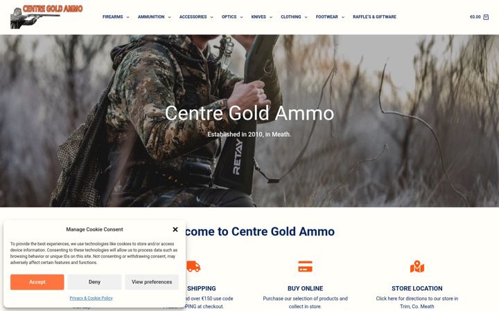 Captură de ecran a centregoldammo.ie