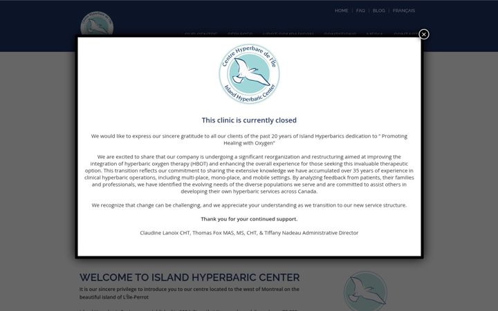 Screenshot of centrehyperbare.com