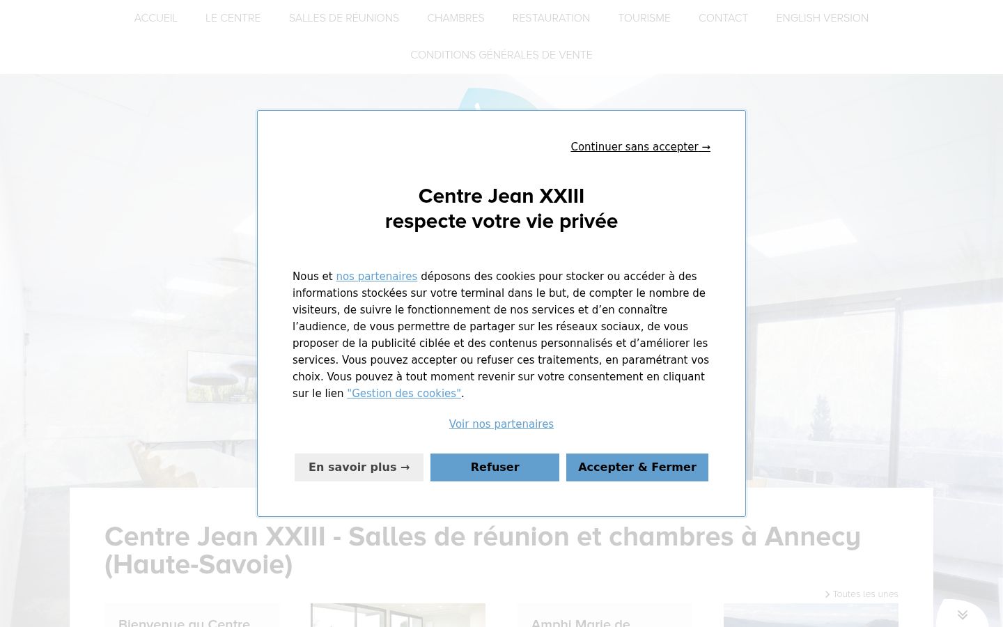 Screenshot del banner di consenso mostrato prima di qualsiasi interazione