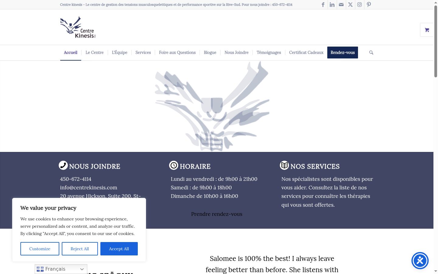 Screenshot of the consent banner shown before any interaction