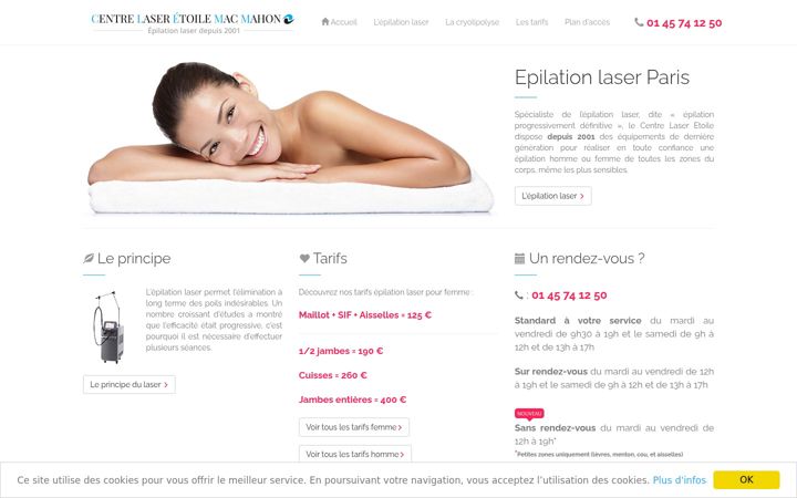 Screenshot of centrelasermedical.com
