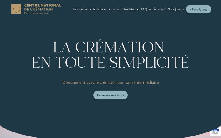 Skjermbilde av centrenationaldecremation.ca