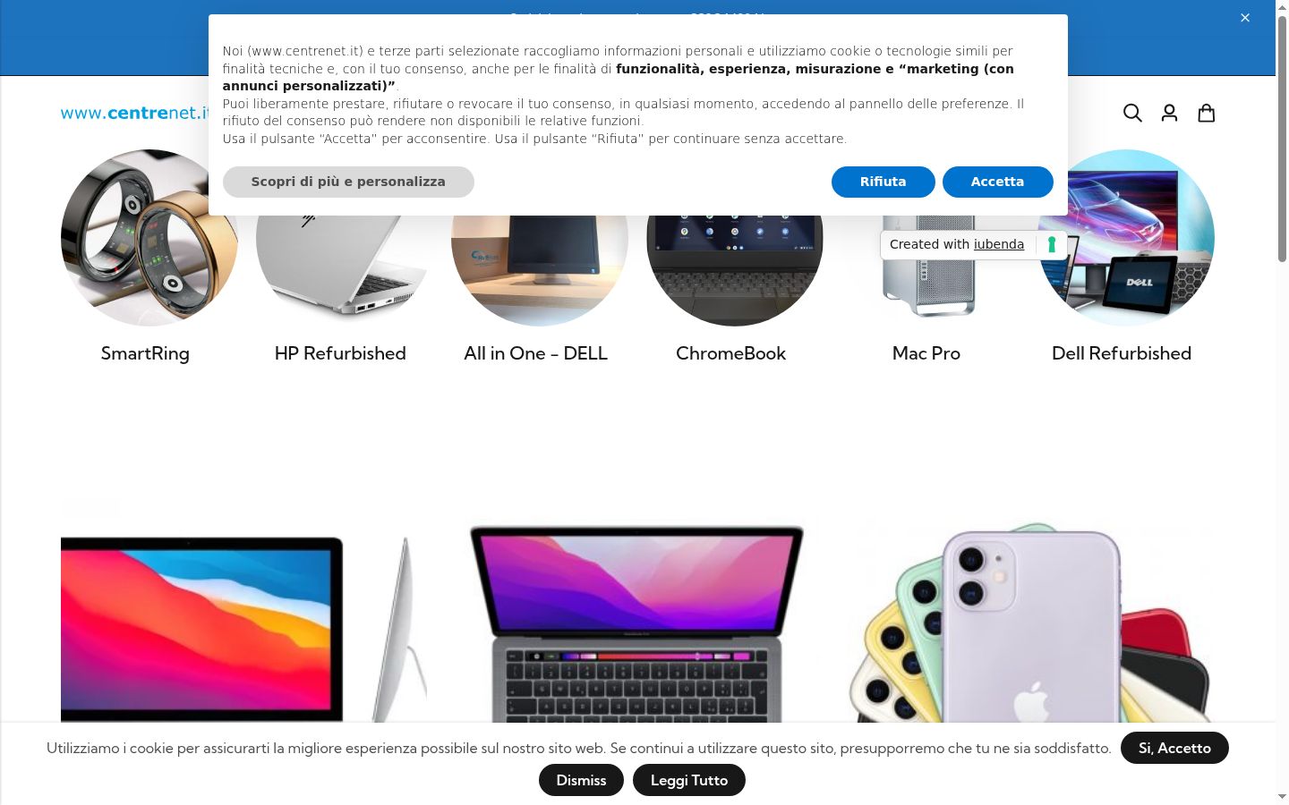 Screenshot des Einwilligungsbanners vor jeglicher Interaktion