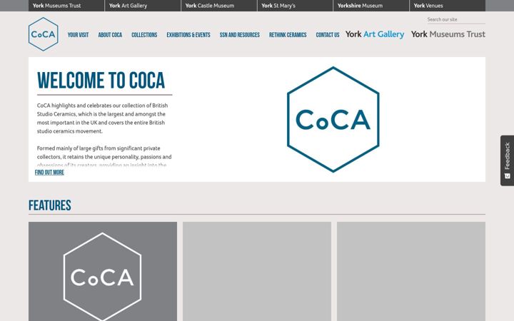 Screenshot of centreofceramicart.org.uk