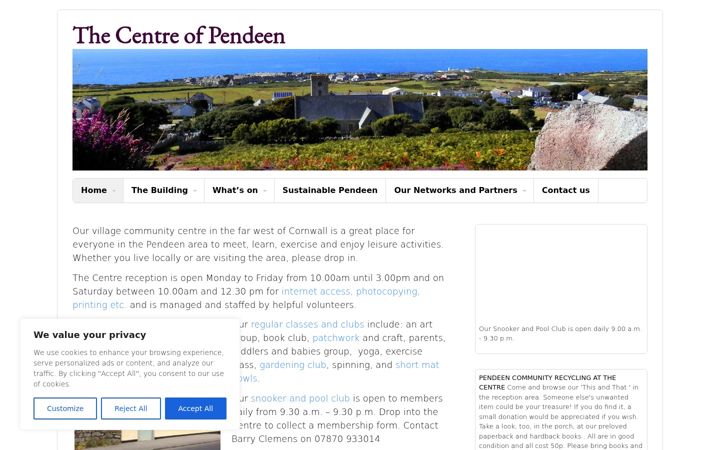 Screenshot of centreofpendeen.co.uk