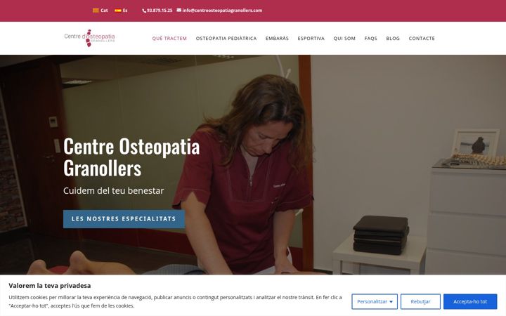 Screenshot of centreosteopatiagranollers.com
