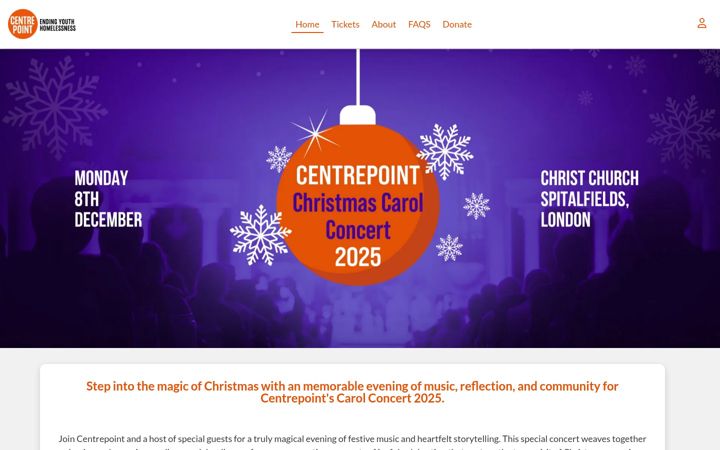 Screenshot von centrepointcarolconcert.co.uk
