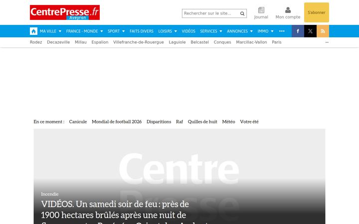 Screenshot of centrepresseaveyron.fr