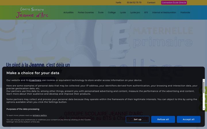 Screenshot ta' centrescolairejeannedarc.fr