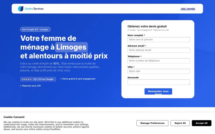 Screenshot ta' centreservices-lp.fr