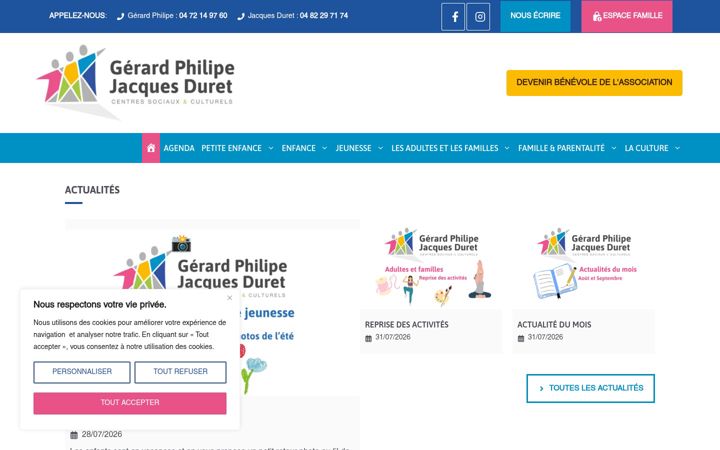 Screenshot ta' centresocialgerardphilipe.fr