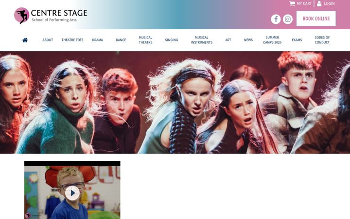 Captură de ecran a centrestageschool.ie