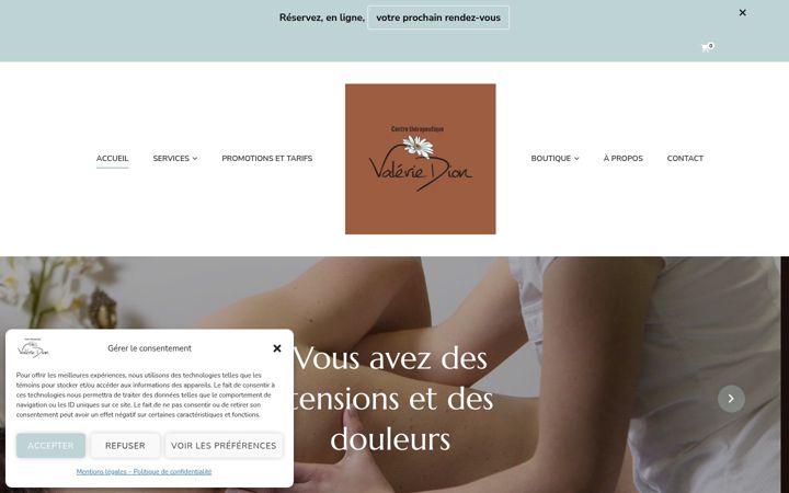 Screenshot of centretherapeutiquevaleriedion.com