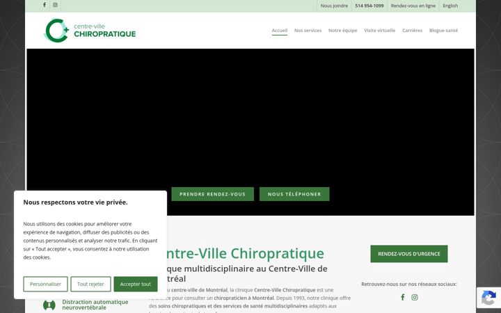 Screenshot of centrevillechiropratique.com