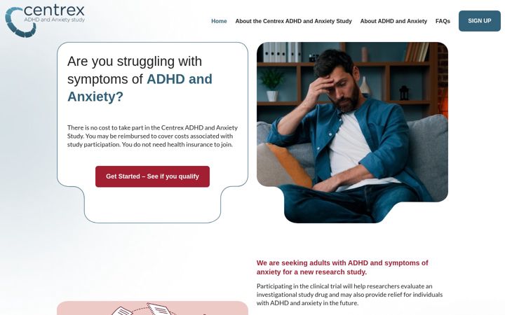 Screenshot of centrexclinicalstudy.com