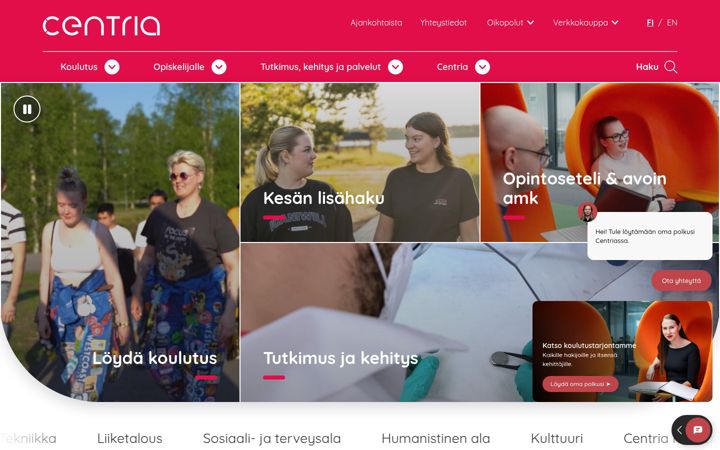 Skærmbillede af centria.fi