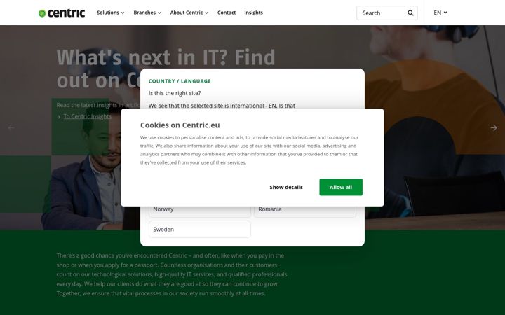 Screenshot ta' centric.eu