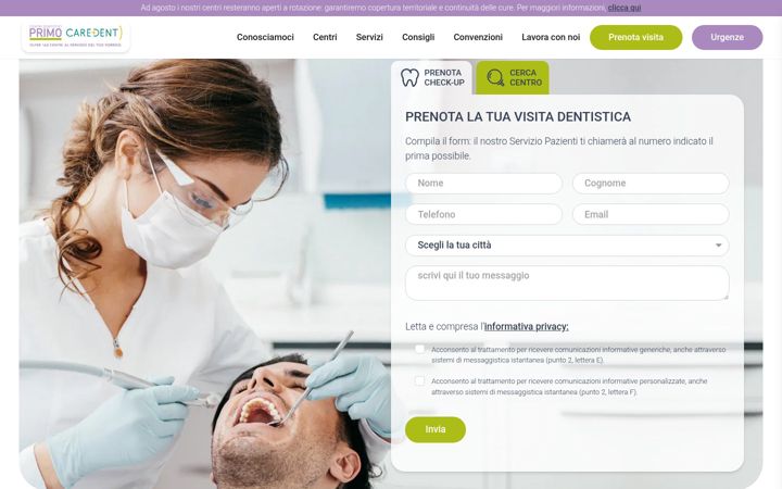 Screenshot of centridentisticiprimo.it
