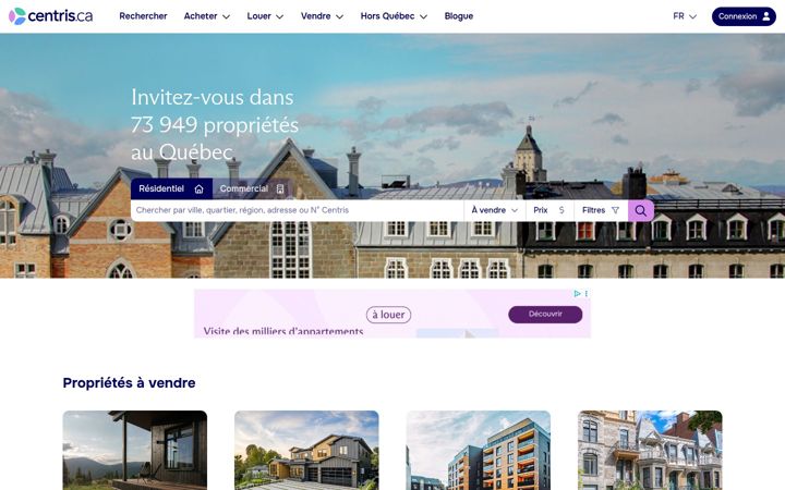 Screenshot of centris.ca