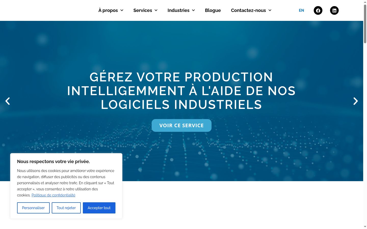 Capture d'écran de la bannière de consentement affichée avant toute interaction
