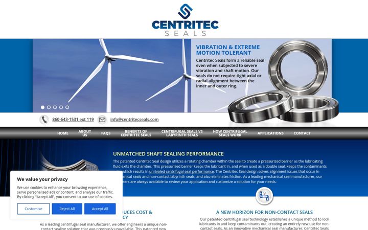 Screenshot of centritecseals.com