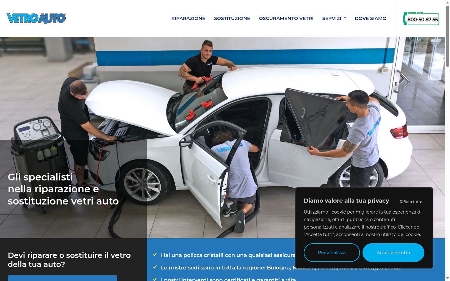 Screenshot del banner di consenso mostrato prima di qualsiasi interazione