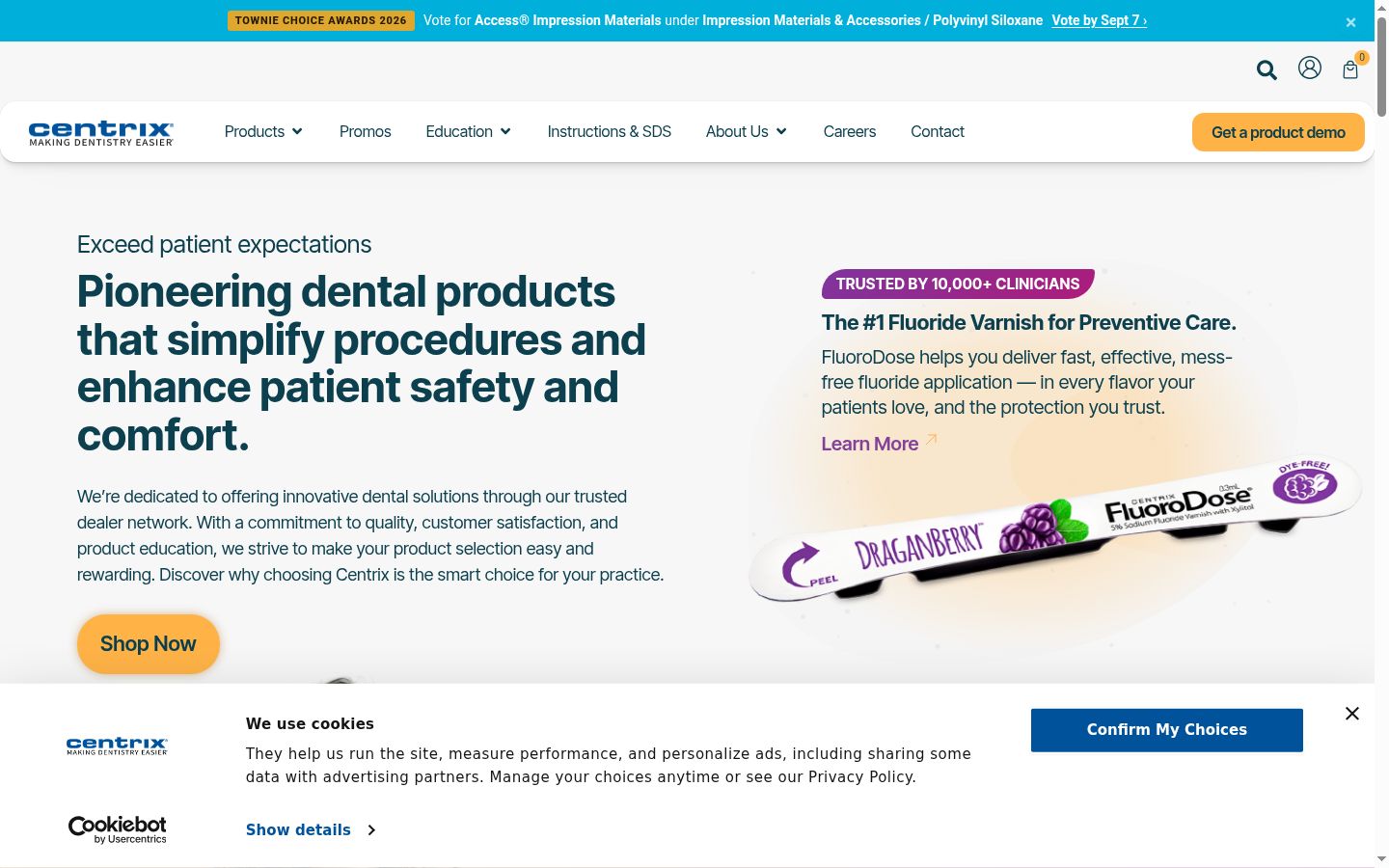 Screenshot of the consent banner shown before any interaction