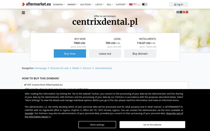 Captură de ecran a centrixdental.pl