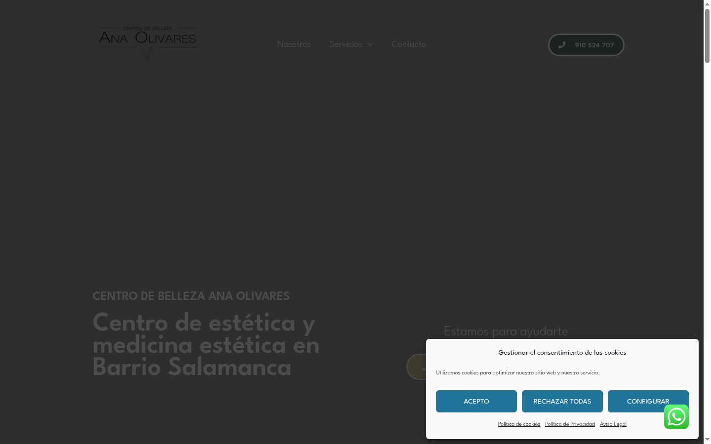 Captura de ecrã do banner de consentimento apresentado antes de qualquer interação