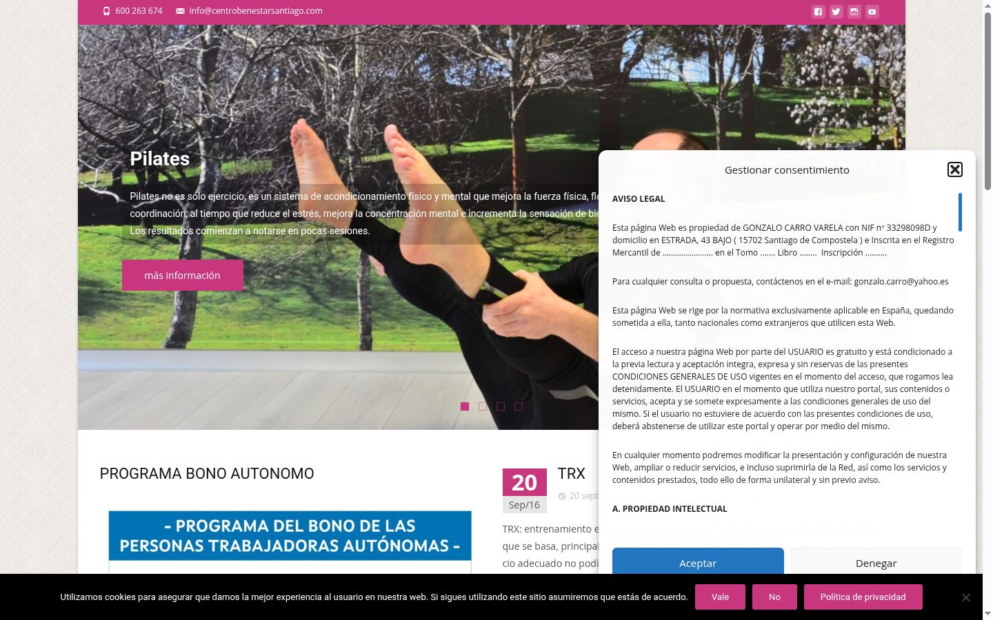 Screenshot del banner di consenso mostrato prima di qualsiasi interazione