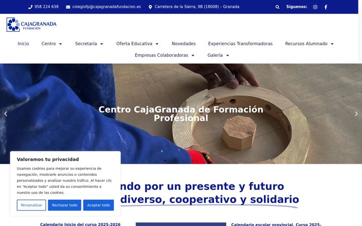 Posnetek zaslona centrocajagranadafp.es