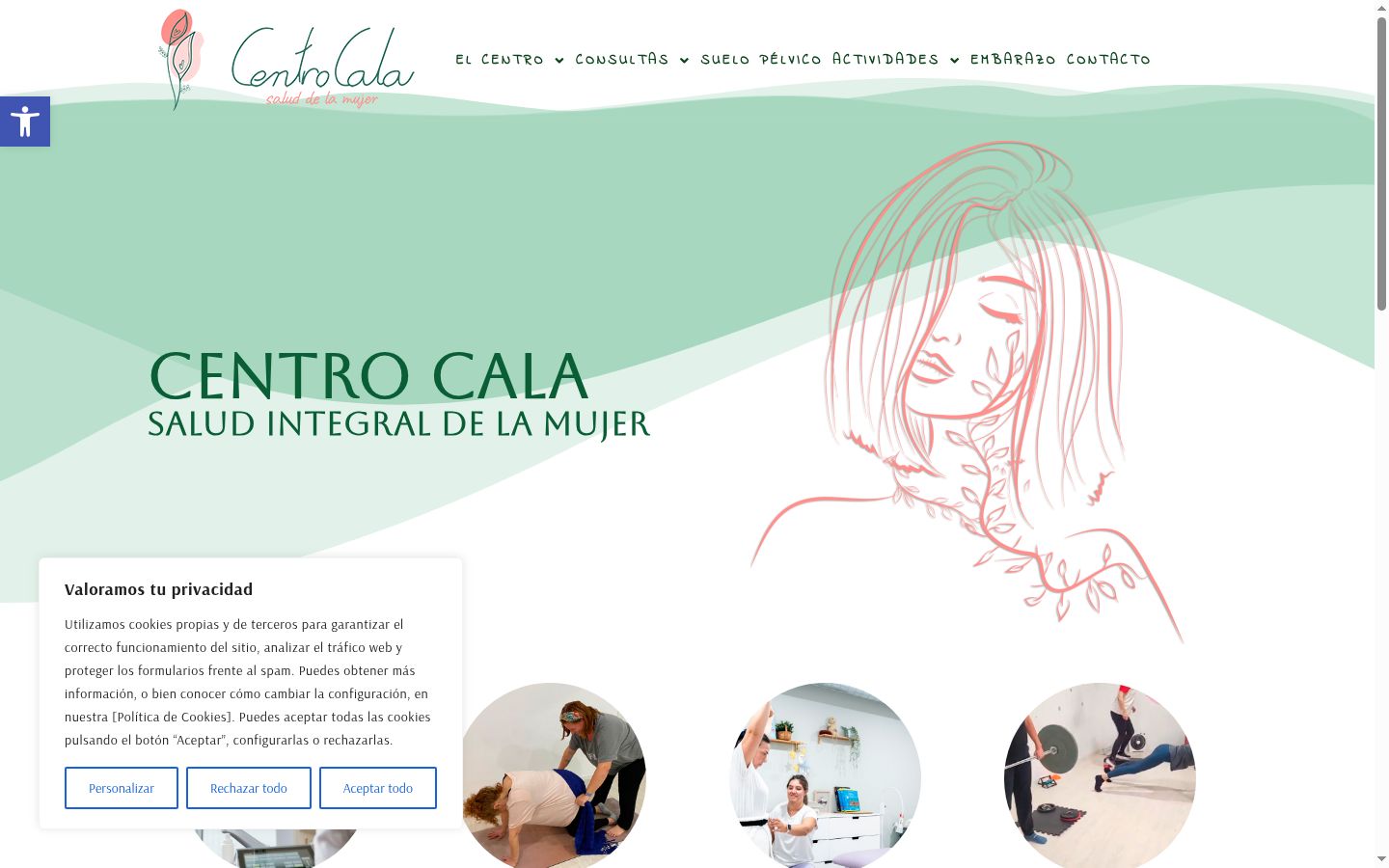 Captura de pantalla del banner de consentimiento mostrado antes de cualquier interacción