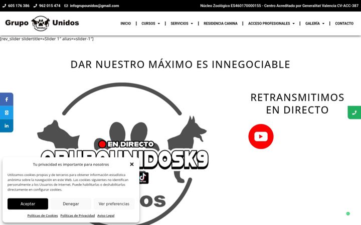 Posnetek zaslona centrocaninounidos.es