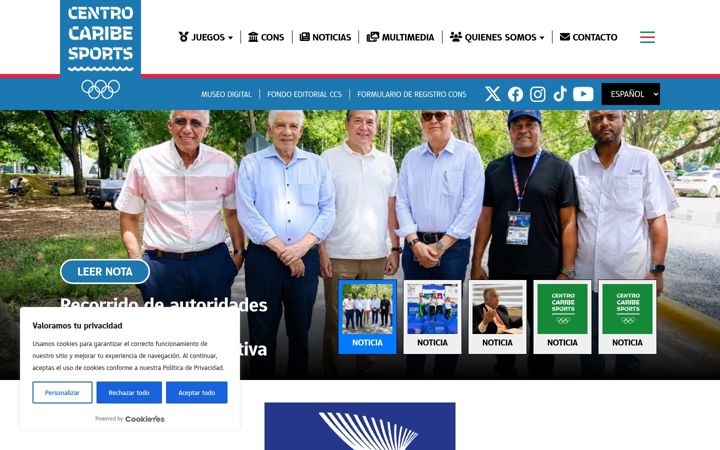 Snímek obrazovky centrocaribesports.org