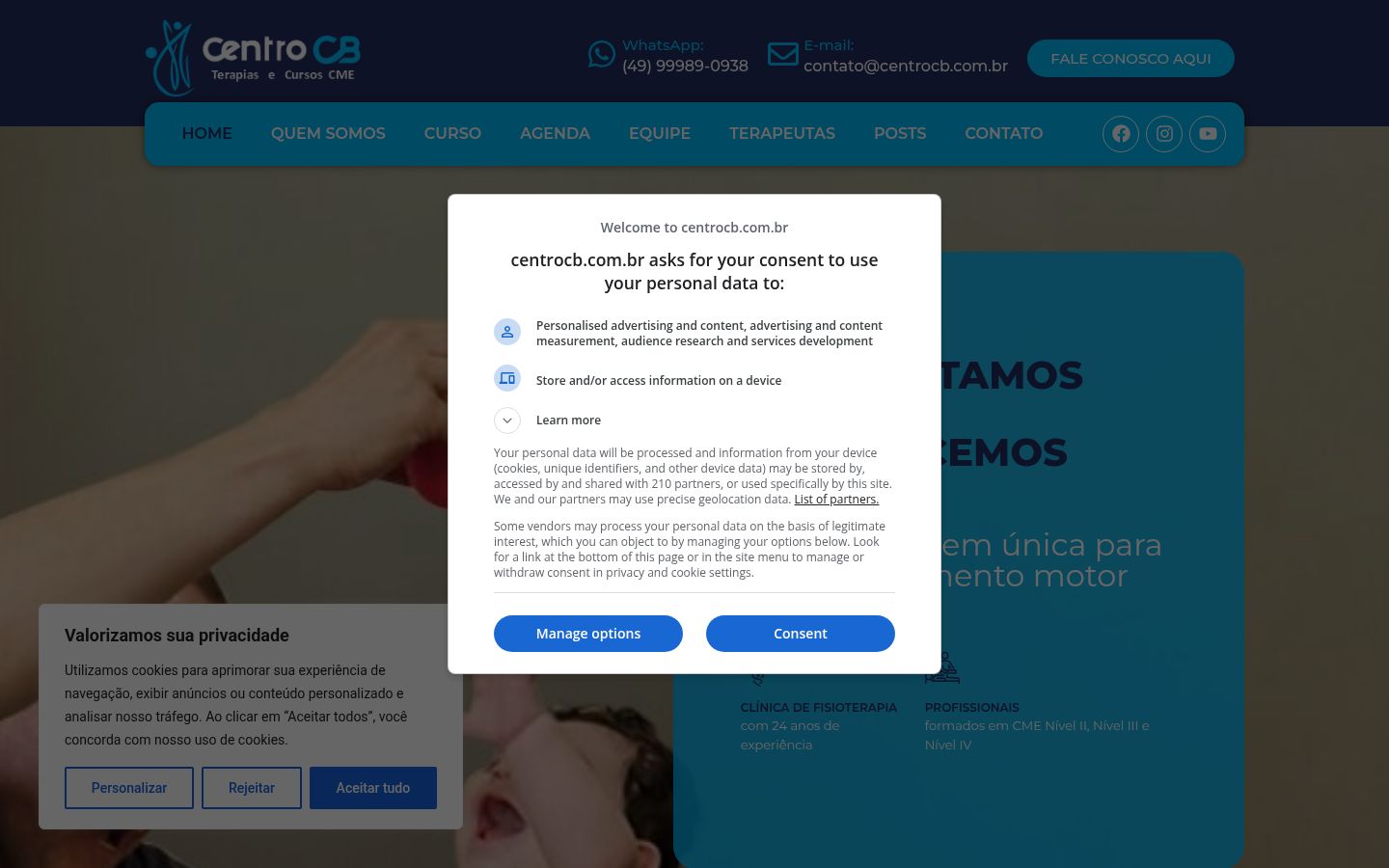Snímka obrazovky banera súhlasu zobrazeného pred akoukoľvek interakciou