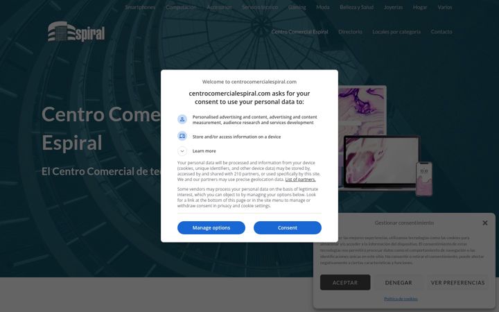 Screenshot of centrocomercialespiral.com