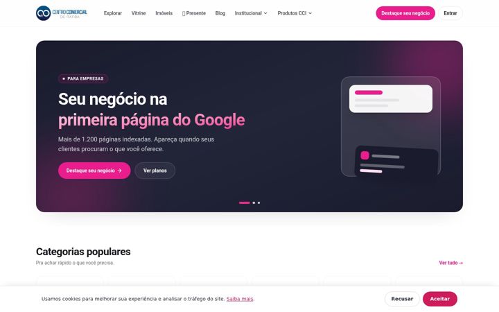 Screenshot stránky centrocomercialitatiba.com.br