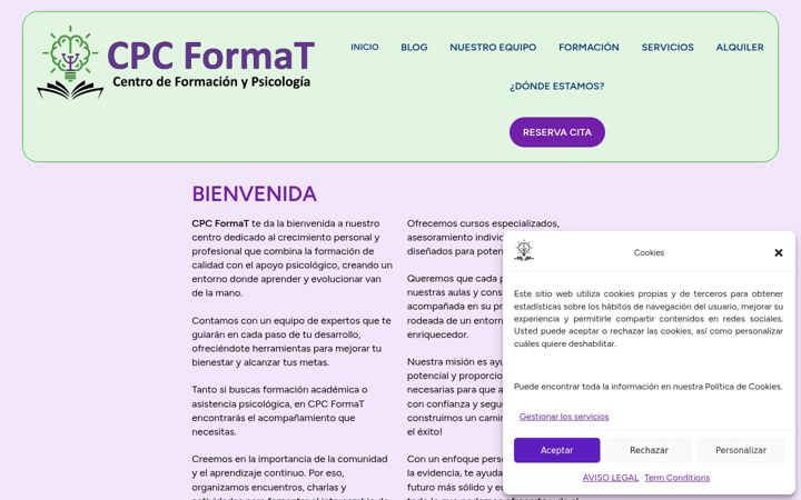 Captura de ecrã de centrocpcformat.es