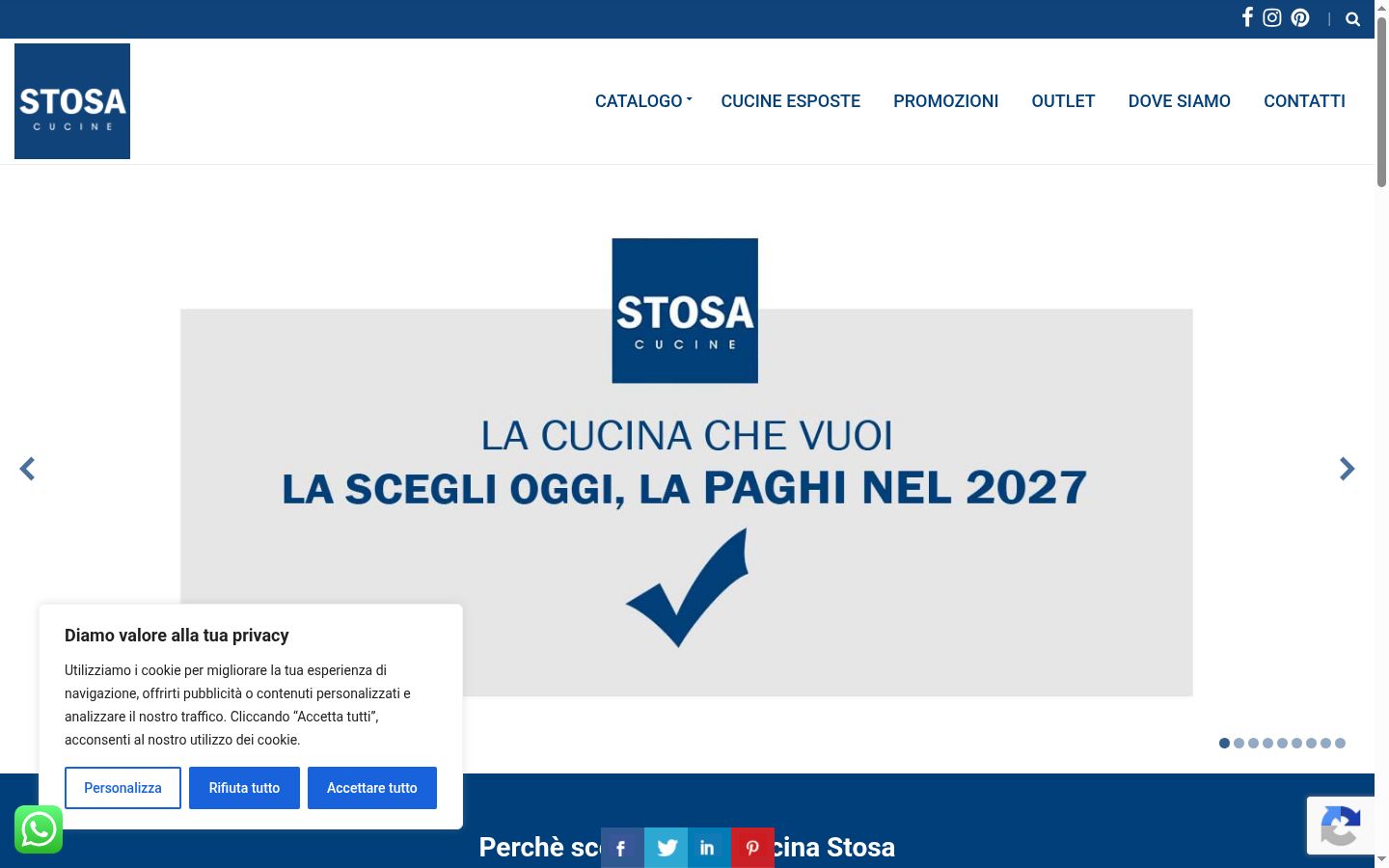 Screenshot del banner di consenso mostrato prima di qualsiasi interazione