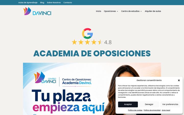 Captura de ecrã de centrodavinci.es