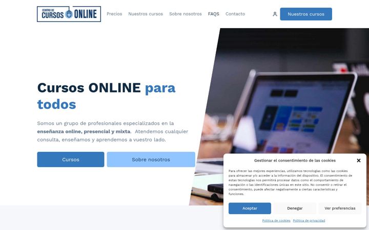 Captura de ecrã de centrodecursosonline.es